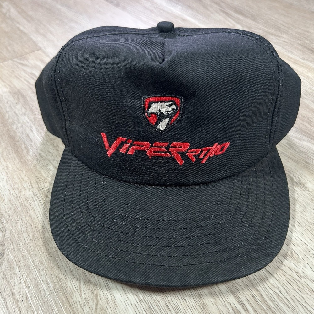 VTG 90s Dodge Viper RT19 Snapback Hat Car Racing Black P Cap Made in USA